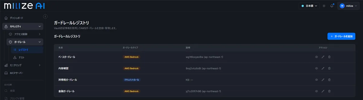 ガードレールのモックアップ